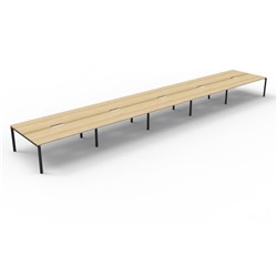Deluxe Profile Workstation 10 Person No Screen 1200Wx750D Oak Top Black Double Frame