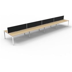 Deluxe Profile Workstation 8 Person With Screen 1500Wx750D Oak Top White Double Frame