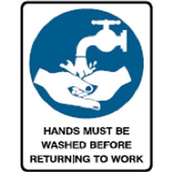 Brady Safety Sign HANDS MUST BE WASHED H300xW225mm Metal