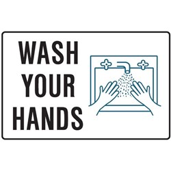 Brady Safety Sign Picto WASH YOUR HANDS H225xW300mm Metal