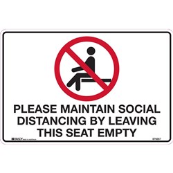 Brady Safety Sign PLEASE MAINTAIN SOCIAL DISTANCING BY H225xW300mm Polypropylene