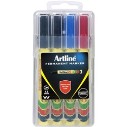 Artline 70 Permanent Markers Bullet Hard Case Assorted Pack 4