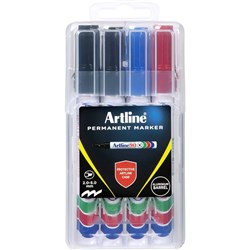 Artline 90 Permanent Markers Chisel Hard Case Ass Pack 4