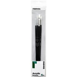 Reeves Acrylic Brushes Long Handle Set of 4 Jasart