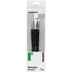 Reeves Acrylic Brushes Short Handle Set of 4 Jasart