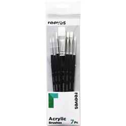 Reeves Acrylic Brushes Short Handle Set of 7 Jasart