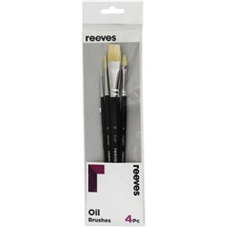 Reeves Oil Brushes Short Handle Set of 4 Jasart
