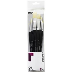 Reeves Oil Brushes Short Handle Set of 7 Jasart