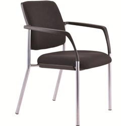 Buro Lindis 4 Leg Chair With Arms Silver Powdercoated Frame Black Fabric Seat & Back