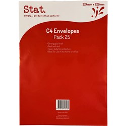 Stat Peel And Seal Envelope C4 Kraft - GOLD Pack of 25