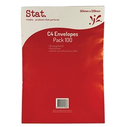 Stat Peel And Seal Envelope C4 Kraft - Gold Pack of 100
