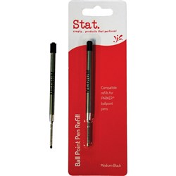 Stat Ballpoint Pen Refill Parker Compatible Medium Pack of 10 Black