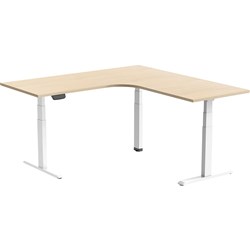 Ergovida Sit-Stand Desk Corner Electric White Frame Oak 1800x1800x750mm Top