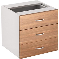 OM Premier 3 Drawer Fixed Pedestal W464 x D400 x H450mm Virginia Walnut and White