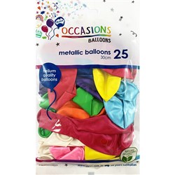 Alpen Balloons 30cm Metallic Assorted Colours Pack of 25