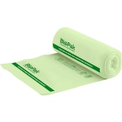 BioPak Compostable Bin Liners 30L Green Roll of 25