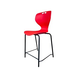 Sylex Roswell 4 Leg Stool 750mmH Plastic Red Seat Steel Black Frame