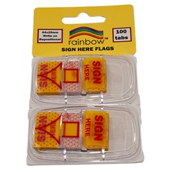 Rainbow Sign Here Flags 25x44 Yellow Pack 2