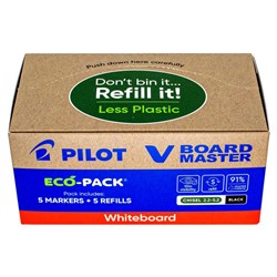 Pilot BeGreen V Whiteboard Chisel Tip & Refill Eco Pk5 Black