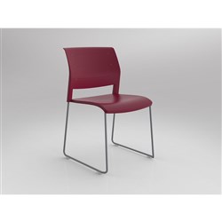 OLG Game Chair Silver Sled Base Red Poly Seat And Back