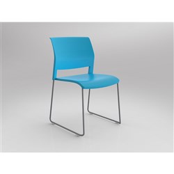 OLG Game Chair Silver Sled Base Aqua Poly Seat And Back