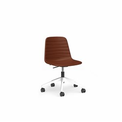 OLG Sofia Office Chair Gas Lift With Tilt White Base Tan PU Leather Seat And Back