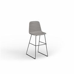 OLG Sofia Barstool Black Sled Base Light Grey PU Leather Seat