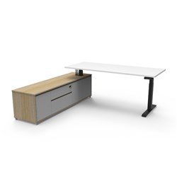 Rapidline Boost+ Executive Desk + LHS Cabinet 2020W x 1936D x 620-1270mmH White/Blk