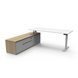 Rapidline Boost+ Executive Desk + LHS Cabinet 2020W x 1936D x 620-1270mmH White/Wht