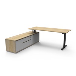 Rapidline Boost+ Executive Desk + LHS Cabinet 2020W x 2011D x 620-1270mmH Oak/Black