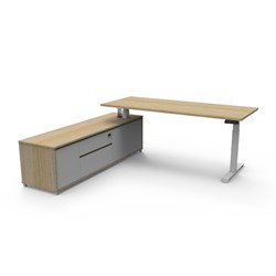 Rapidline Boost+ Executive Desk + LHS Cabinet 2020W x 2011D x 620-1270mmH Oak/White