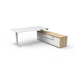 Rapidline Boost+ Executive Desk + RHS Cabinet 2020W x 2011D x 620-1270mmH White/Wht