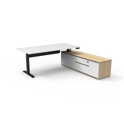 Rapidline Boost+ Executive Desk + RHS Cabinet+Panel 2020W x 2011D x 620-1270mmH Wht/Blk
