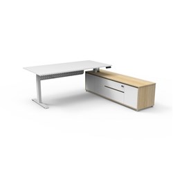 Rapidline Boost+ Executive Desk + RHS Cabinet+Panel 2020W x 2011D x 620-1270mmH Wht/Wht