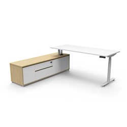 Rapidline Halo+ Executive Desk + LHS Cabinet 2020W x 1936D x 620-1270mmH White/White