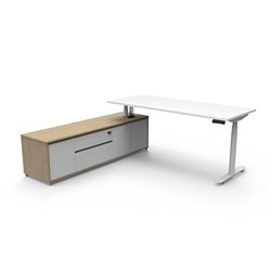 Rapidline Halo+ Executive Desk + LHS Cabinet 2020W x 2011D x 620-1270mmH White/White