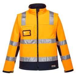 Huski Chassis Hi-Vis 2-in-1 Contrast Softshell Jacket 3 Layer 5XL Railway Orange