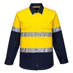 Portwest Hobart Hi-Vis Lightweight Contrast Shirt Long Sleeve XL Yellow/Navy