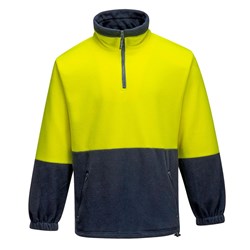 Portwest Hi-Vis Contrast 1/4 Zip Class D Polar Fleece Jumper 5XL Yellow And Navy