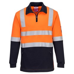 Portwest Modaflame Fire Resistant Day Night Brushed Fleece Jumper 5XL Orange/Navy