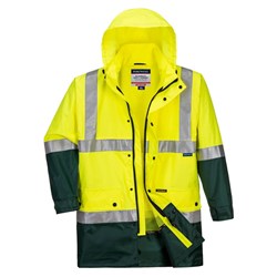 Portwest Eyre Hi-Vis Contrast Rain Traffic Jacket Small Yellow And Green