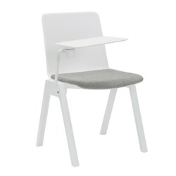 Rapidline Academy Stacking Chair Polypropylene White + Tablet Arm + Grey Seat Pad
