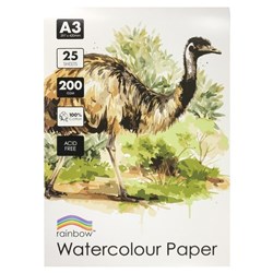 Rainbow Watercolour Pad A3 200gsm White 25 Sheets