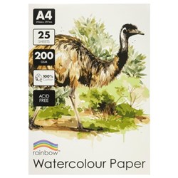 Rainbow Watercolour Pad A4 200gsm White 25 Sheets