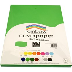 Cover Paper 125gsm Pkt100 Rainbow A3 - LIGHT GREEN