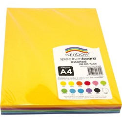 RAINBOW SPECTRUM BOARD 220GSM A4 Assorted Pack 100