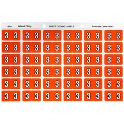 AVERY COLOUR CODE LABELS SERIES 3 NUMERICAL 3