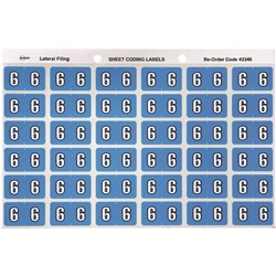 AVERY COLOUR CODE LABELS SERIES 3 NUMERICAL 6