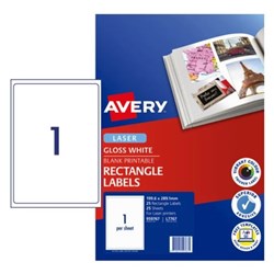 AVERY L7767 GLOSS COLOR LASER LABEL 199.6 X 289.1