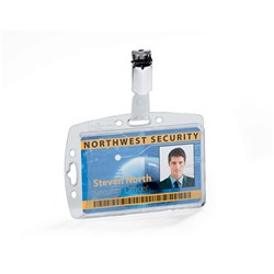 DURABLE SECURITY PASS HOLDER Acrylic With Rotating Clip Pack of 25